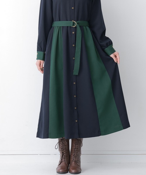 osharewalker（オシャレウォーカー）の「『配色デザインシャツワンピース』（シャツワンピース・レディース・ネイビー/チャコール・2/1）」の10枚目の写真