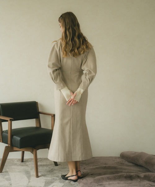 VANNIE U（ヴァニーユー）の「フロントオープンマーメイドワンピース【RENA direction】（ワンピース・レディース・グレー/ベージュ・FREE）」の12枚目の写真