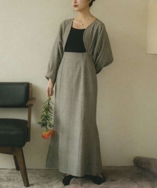 VANNIE U（ヴァニーユー）の「フロントオープンマーメイドワンピース【RENA direction】（ワンピース・レディース・グレー/ベージュ・FREE）」の15枚目の写真