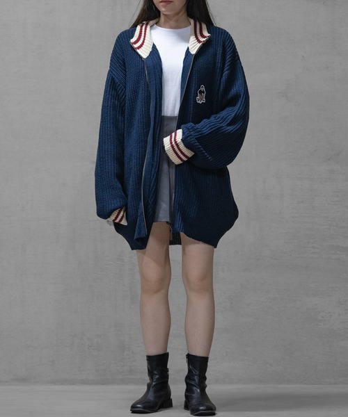 Red Cap Girl（レッドキャプガール）の「【a-r】〔Red Cap Girl/レッドキャップガール〕リブ編み ワッペン付き ドライバーズニット（ニット/セーター・レディース・ブラック/ネイビー・MEDIUM/X-LARGE/LARGE）」の12枚目の写真