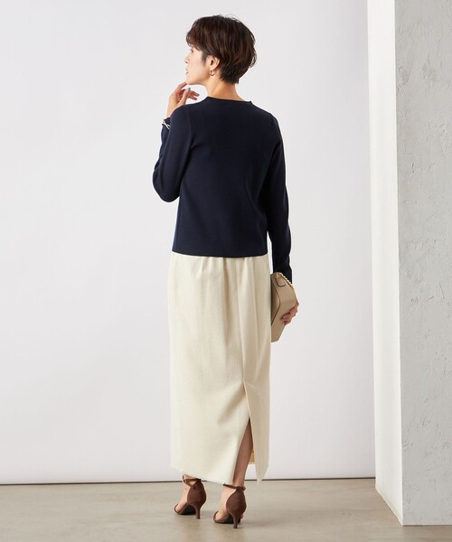 NOLLEY’S(ノーリーズ)の「《手洗い可能》総針ストレッチクルーネックカーディガン(カーディガン/ボレロ・レディース・ブラック/ネイビー/オフホワイト・38)」の15枚目の写真