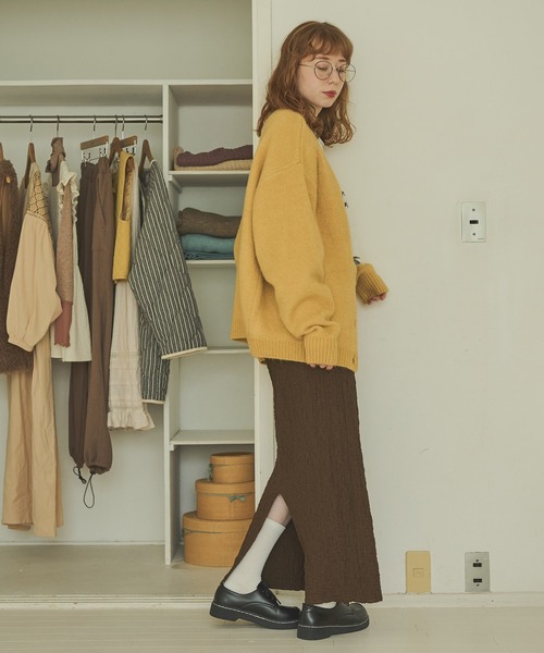 Crisp（クリスプ）の「ランダムシャーリングストレートスカート（スカート・レディース・ブラウン/レッド/オリーブ・FREE）」の6枚目の写真