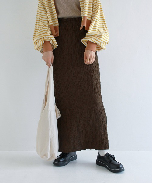 Crisp（クリスプ）の「ランダムシャーリングストレートスカート（スカート・レディース・ブラウン/レッド/オリーブ・FREE）」の16枚目の写真