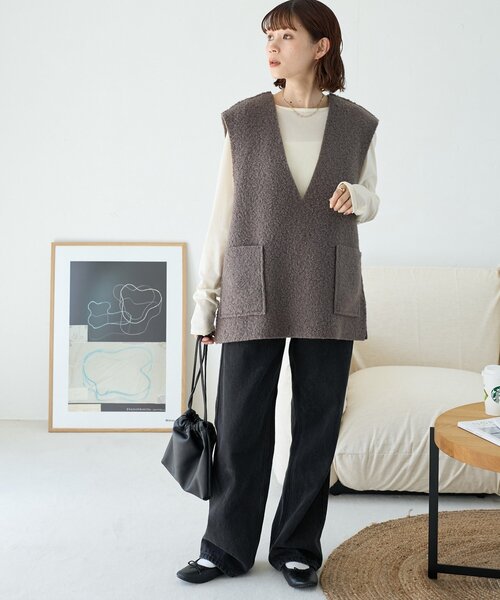 セール】【WEB限定】フェイクウールベスト（ベスト）｜DISCOAT