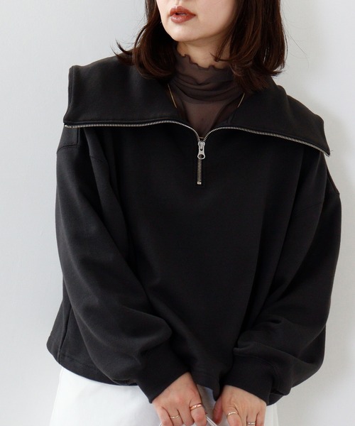FUNALIVE(ファンアライブ)の「YUASA6select 【韓国製】メッシュメロー シアートップス 長袖(Tシャツ/カットソー・レディース・ブルーグリーン/グレー/レッド/パープル/ホワイト/ブラック/ワイン/ブラウン/ライトブラウン/ダークグリーン・FREE)」の1枚目の写真