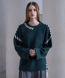 CLEL(�N���C��)�́yCLEL�zHand Stitching Side Lace Knit/�n���h�X�e�b�` �T�C�h���[�X�j�b�g(�j�b�g/�Z�[�^�[)