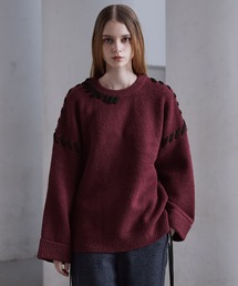 CLEL | 【CLEL】Hand Stitching Side Lace Knit/ハンドステッチ サイドレースニット(ニット/セーター)