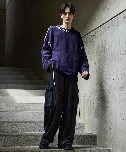 CLEL ハンドステッチ サイドレースニット CLEL（クレイル）の「【CLEL】Hand Stitching Side Lace Knit/ハンド