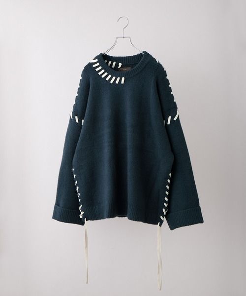 CLEL ハンドステッチ サイドレースニット CLEL（クレイル） セーター ニット 「CLEL」Hand Stitching Side Lace