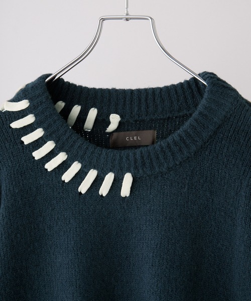 CLEL ハンドステッチ サイドレースニット CLEL（クレイル）の「【CLEL】Hand Stitching Side Lace Knit/ハンド