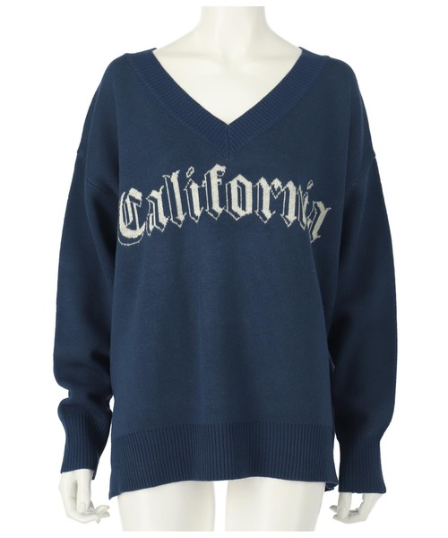 anap mimpi（アナップミンピ）の「CaliforniaパームツリーVネックニットトップス（ニット/セーター・レディース・アイボリー/ネイビー・FREE）」の12枚目の写真