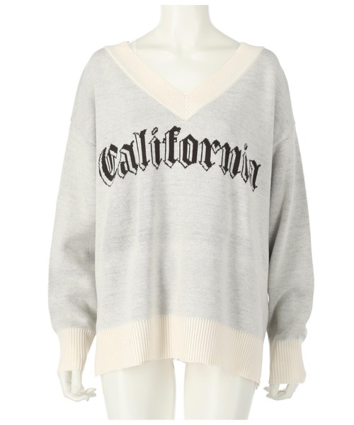 anap mimpi（アナップミンピ）の「CaliforniaパームツリーVネックニットトップス（ニット/セーター・レディース・アイボリー/ネイビー・FREE）」の13枚目の写真