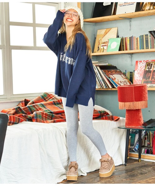 anap mimpi（アナップミンピ）の「CaliforniaパームツリーVネックニットトップス（ニット/セーター・レディース・アイボリー/ネイビー・FREE）」の10枚目の写真