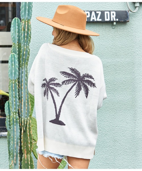 anap mimpi（アナップミンピ）の「CaliforniaパームツリーVネックニットトップス（ニット/セーター・レディース・アイボリー/ネイビー・FREE）」の20枚目の写真