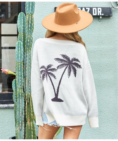 anap mimpi（アナップミンピ）の「CaliforniaパームツリーVネックニットトップス（ニット/セーター・レディース・アイボリー/ネイビー・FREE）」の21枚目の写真