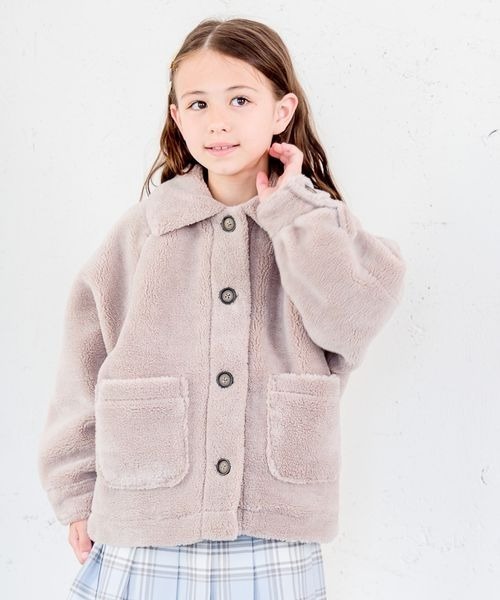 GLOBAL WORK（グローバルワーク）の「洗えるボア襟ブルゾン/972941（ブルゾン・キッズ・アイボリー/モカ・130cm/120cm/110cm/150cm/160cm/140cm/100cm）」の2枚目の写真