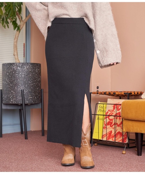 anap mimpi（アナップミンピ）の「スリット 厚手 ニット タイトスカート（スカート・レディース・ブラック/グレイッシュベージュ/グリーン・FREE）」の15枚目の写真