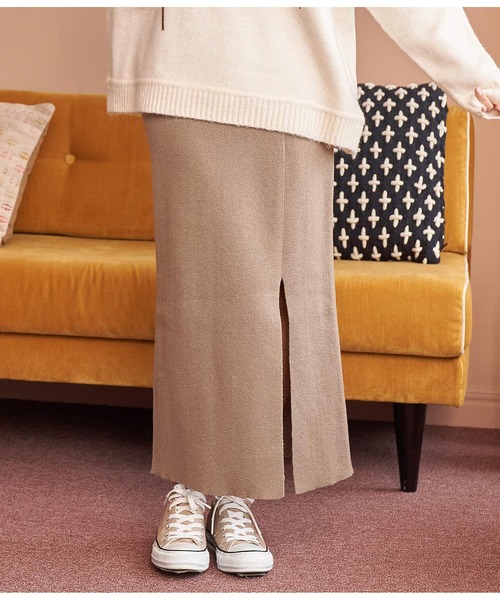 anap mimpi（アナップミンピ）の「スリット 厚手 ニット タイトスカート（スカート・レディース・ブラック/グレイッシュベージュ/グリーン・FREE）」の9枚目の写真