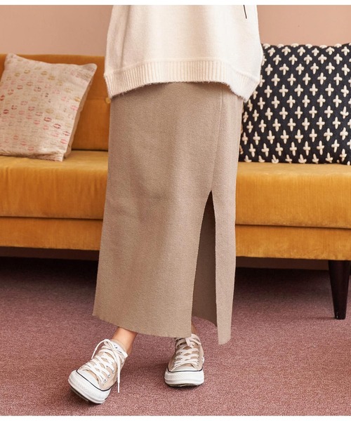 anap mimpi（アナップミンピ）の「スリット 厚手 ニット タイトスカート（スカート・レディース・ブラック/グレイッシュベージュ/グリーン・FREE）」の7枚目の写真