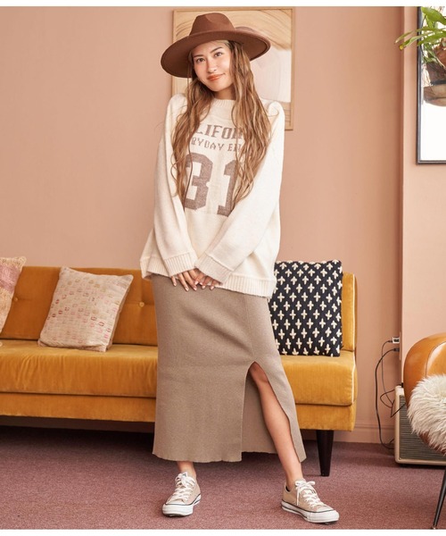 anap mimpi（アナップミンピ）の「スリット 厚手 ニット タイトスカート（スカート・レディース・ブラック/グレイッシュベージュ/グリーン・FREE）」の22枚目の写真