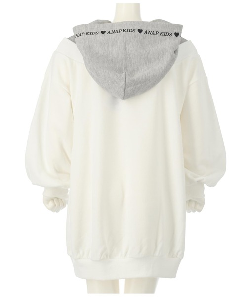 ANAP kids（アナップキッズ）の「切替フード付き裏毛スウェットワンピース（ワンピース・キッズ・ラベンダー/ベージュ/オフホワイト・120cm/110cm/130cm）」の14枚目の写真
