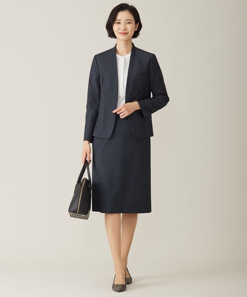 J.PRESS Ladies(J.プレス レディス)の「【セットアップ対応】BAHARIYE1 ノーカラー ジャケット(ノーカラージャケット・レディース・ネイビー系・XS/S)」の2枚目の写真