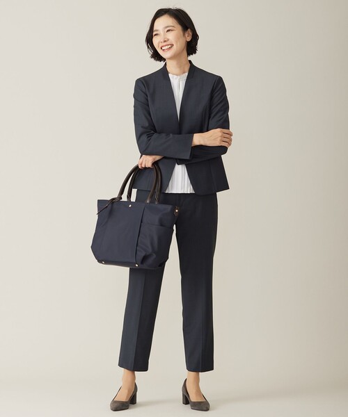 J.PRESS Ladies(J.プレス レディス)の「【セットアップ対応】BAHARIYE1 ノーカラー ジャケット(ノーカラージャケット・レディース・ネイビー系・XS/S)」の3枚目の写真