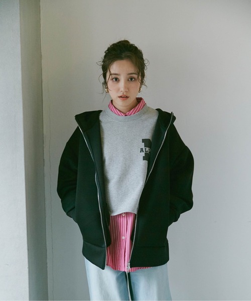 NANO universe（ナノユニバース）の「【追加生産】テックダンボールダブルジップBIGパーカ男女兼用（パーカー・レディース・ブラック/オフホワイト/ライトベージュ/グレー・M/L）」の7枚目の写真