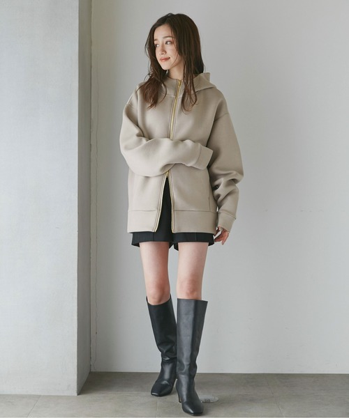 NANO universe（ナノユニバース）の「【追加生産】テックダンボールダブルジップBIGパーカ男女兼用（パーカー・レディース・ブラック/オフホワイト/ライトベージュ/グレー・M/L）」の21枚目の写真