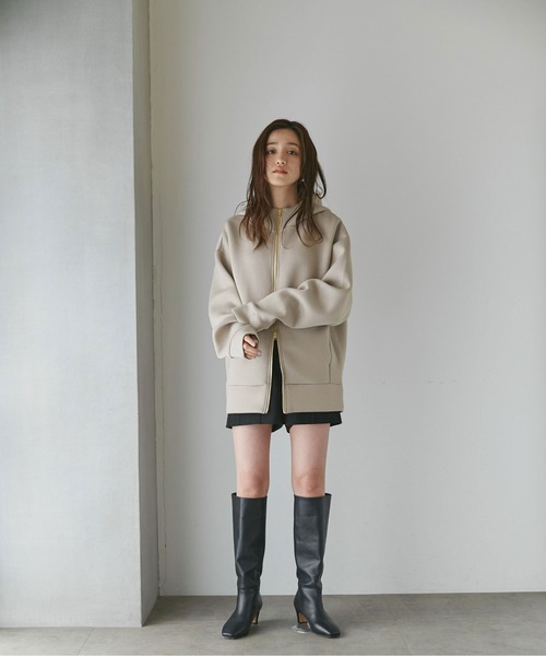 NANO universe（ナノユニバース）の「【追加生産】テックダンボールダブルジップBIGパーカ男女兼用（パーカー・レディース・ブラック/オフホワイト/ライトベージュ/グレー・M/L）」の17枚目の写真