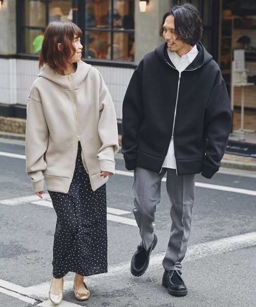 NANO universe（ナノユニバース）の「【追加生産】テックダンボールダブルジップBIGパーカ男女兼用（パーカー・レディース・ブラック/オフホワイト/ライトベージュ/グレー・M/L）」の20枚目の写真