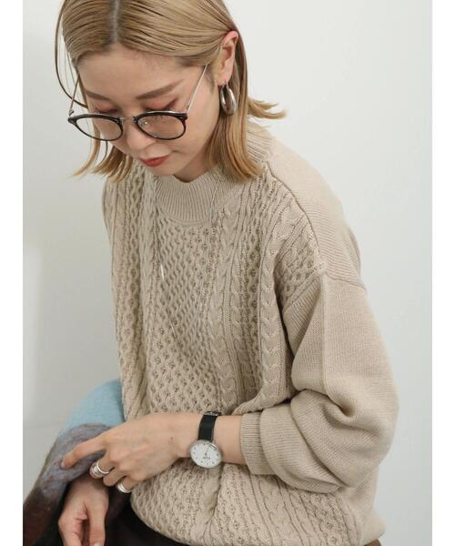Samansa Mos2 blue（サマンサモスモスブルー）の「マシンウォッシャブルケーブルニットプルオーバー（ニット/セーター・レディース・イエロー/ライトベージュ/ブルー/チャコールグレー/オフホワイト・F）」の3枚目の写真