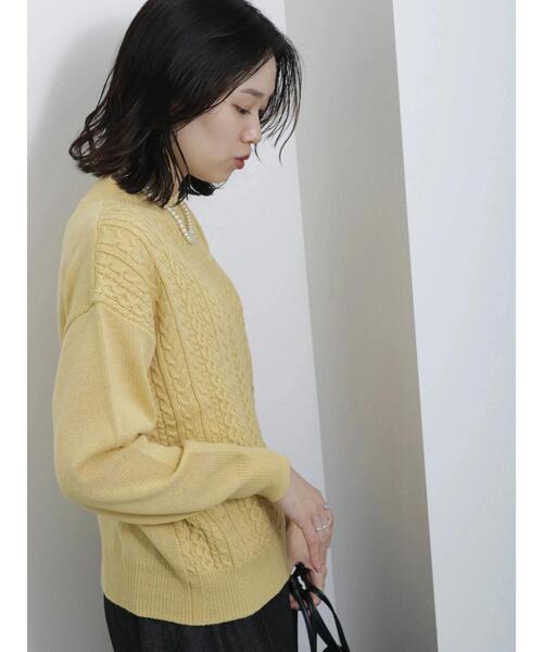 Samansa Mos2 blue（サマンサモスモスブルー）の「マシンウォッシャブルケーブルニットプルオーバー（ニット/セーター・レディース・イエロー/ライトベージュ/ブルー/チャコールグレー/オフホワイト・F）」の6枚目の写真