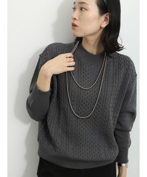 Samansa Mos2 blue（サマンサモスモスブルー）の「マシンウォッシャブルケーブルニットプルオーバー（ニット/セーター・レディース・イエロー/ライトベージュ/ブルー/チャコールグレー/オフホワイト・F）」の11枚目の写真