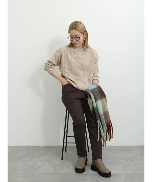 Samansa Mos2 blue（サマンサモスモスブルー）の「マシンウォッシャブルケーブルニットプルオーバー（ニット/セーター・レディース・イエロー/ライトベージュ/ブルー/チャコールグレー/オフホワイト・F）」の17枚目の写真