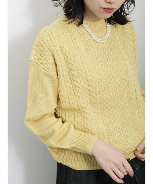 Samansa Mos2 blue（サマンサモスモスブルー）の「マシンウォッシャブルケーブルニットプルオーバー（ニット/セーター・レディース・イエロー/ライトベージュ/ブルー/チャコールグレー/オフホワイト・F）」の22枚目の写真