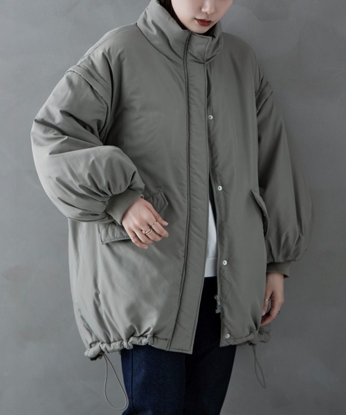 etoll.（エトル）の「2wayスタンドカラーモンスターコート（ダウンジャケット/コート・レディース・カーキ/アイボリー/ブラック・M）」の3枚目の写真