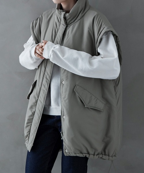 etoll.（エトル）の「2wayスタンドカラーモンスターコート（ダウンジャケット/コート・レディース・カーキ/アイボリー/ブラック・M）」の11枚目の写真