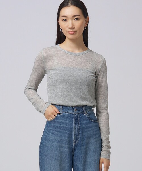 GALLEST（ギャレスト）の「クルーネックリブTシャツ（Tシャツ/カットソー・レディース・ピンク系/アイボリー/グレー系4/ブラック・38）」の4枚目の写真