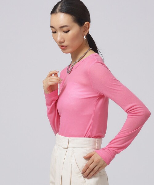 GALLEST（ギャレスト）の「クルーネックリブTシャツ（Tシャツ/カットソー・レディース・ピンク系/アイボリー/グレー系4/ブラック・38）」の20枚目の写真