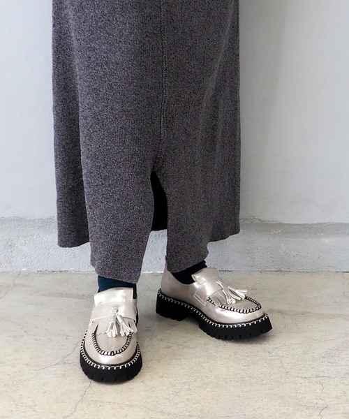 byあしながおじさん（バイアシナガオジサン）の「軽量｜厚底キルトタッセルローファー　8710549（ローファー・レディース・ブラック/オフホワイト/シルバー・L/LL/M/S）」の18枚目の写真