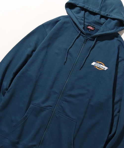 Dickies（ディッキーズ）の「【GENUINE DICKIES/ジェニュインディッキーズ】 裏毛 ワンポイントロゴ刺繍 ジップアップパーカー（パーカー・メンズ・アッシュグレー/ブルー/スミクロ・M/L/XL）」の9枚目の写真