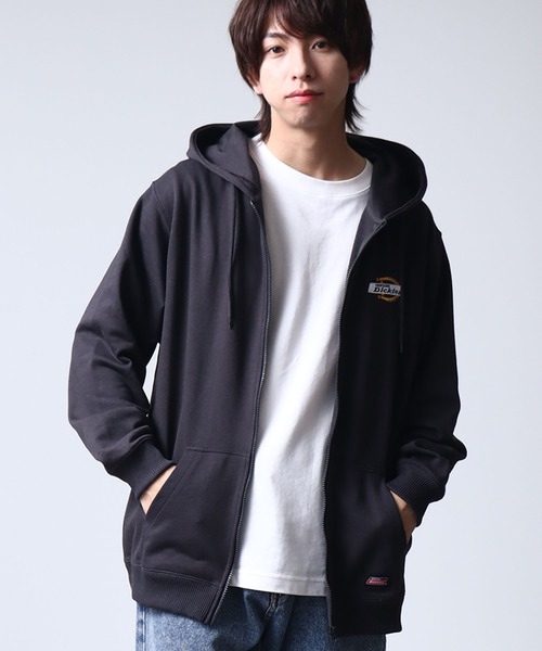 Dickies（ディッキーズ）の「【GENUINE DICKIES/ジェニュインディッキーズ】 裏毛 ワンポイントロゴ刺繍 ジップアップパーカー（パーカー・メンズ・アッシュグレー/ブルー/スミクロ・M/L/XL）」の18枚目の写真