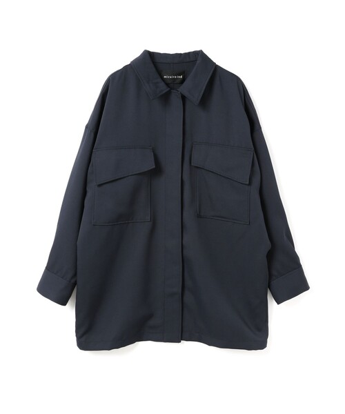 mizuiroind（ミズイロインド）の「mizuiro ind ワークワイドシャツジャケット（ダウンジャケット/コート・レディース・ネイビー/ブラック/オフホワイト・FREE）」の3枚目の写真