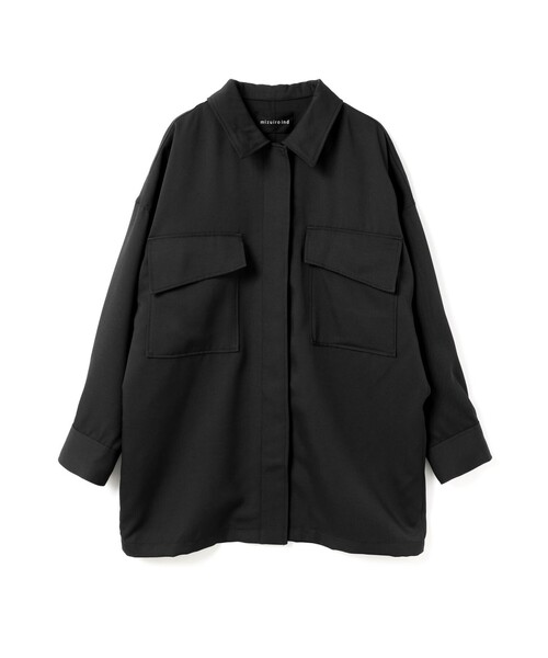 mizuiroind（ミズイロインド）の「mizuiro ind ワークワイドシャツジャケット（ダウンジャケット/コート・レディース・ネイビー/ブラック/オフホワイト・FREE）」の4枚目の写真