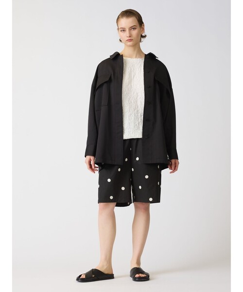 mizuiroind（ミズイロインド）の「mizuiro ind ワークワイドシャツジャケット（ダウンジャケット/コート・レディース・ネイビー/ブラック/オフホワイト・FREE）」の15枚目の写真