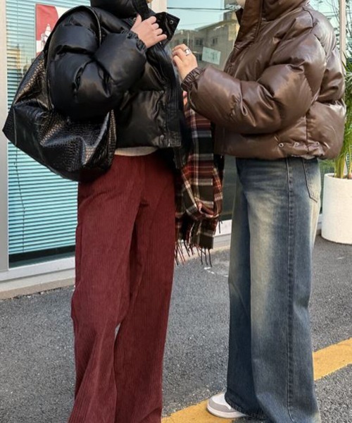 by muni:r（バイ ムニール）の「レザークロップドペディンジャンパー（ダウンジャケット/コート・レディース・ブラック/ブラウン/カーキ・FREE）」の9枚目の写真