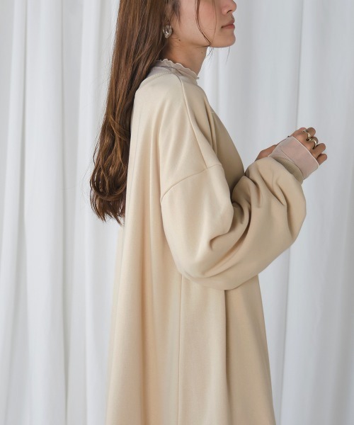 Bab(バブ)の「ヘムレーススウェットワンピース(ワンピース・レディース・ミント/オフホワイト/ベージュ・S/M)」の15枚目の写真