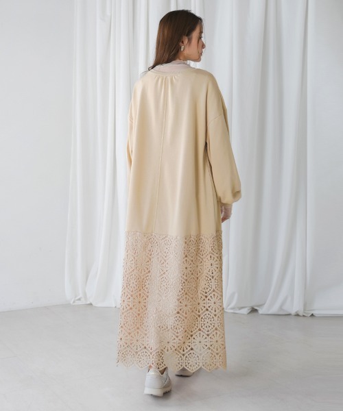 Bab(バブ)の「ヘムレーススウェットワンピース(ワンピース・レディース・ミント/オフホワイト/ベージュ・S/M)」の18枚目の写真