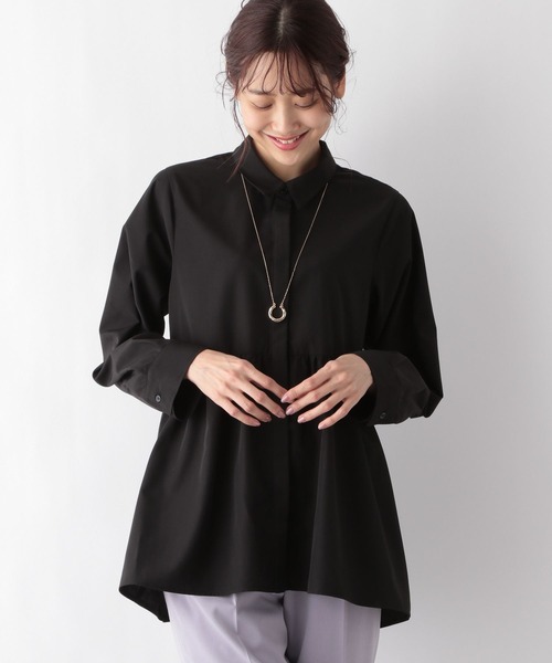 GLOBAL WORK（グローバルワーク）の「ペプラムブラウスシャツ/MATINEE LINE/994006（シャツ/ブラウス・レディース・ライトグレー/オフホワイト/ブラック・MEDIUM/LARGE）」の4枚目の写真